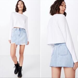 Cotton On Light Wash Distressed Denim Skirt Sz 2